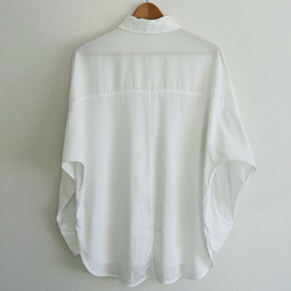 Madewell Relaxed Dolman Button-Up Shirt Size S White Sheer Coastal Prep Classic - Picture 7 of 16